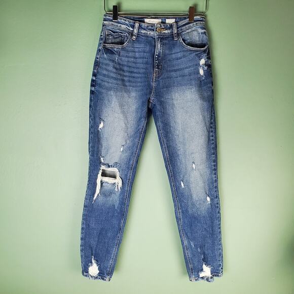 KanCan Denim - Kancan Signature Womens High Rise Relaxed Fit Distressed Jeans Size 26